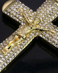 Hip Hop Iced Lab Diamond 18k Gold Plated 012 Jesus Cross Charm Pendant