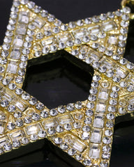 Hip Hop Iced Lab Diamond 18k Gold Plated Baguette Star of David Charm Pendant