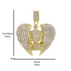 Hip Hop Iced Lab Diamond 18k Gold Plated Broken Heart King Crown Charm Pendant
