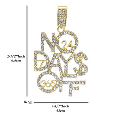 Hip Hop Iced Lab Diamond 18k Gold Plated No Days Off 24/7 365 Charm Pendant