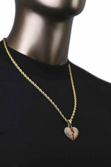 BROKEN HEART PENDANT WITH GOLD ROPE CHAIN