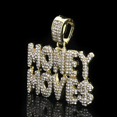 Copy of Hip Hop Iced Lab Diamond 18k Gold Plated Money Moves Charm Pendant