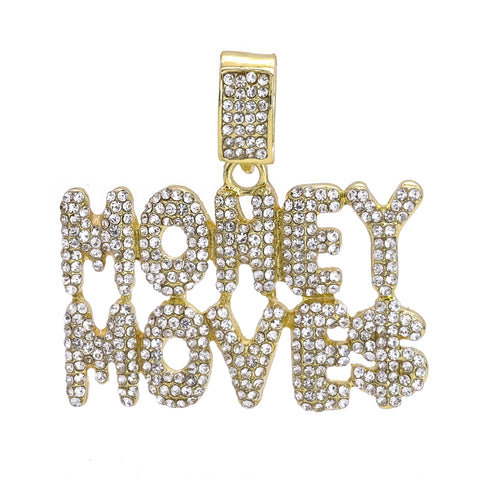 Copy of Hip Hop Iced Lab Diamond 18k Gold Plated Money Moves Charm Pendant