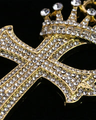 Hip Hop Iced Lab Diamond 18k Gold Plated Sharp Two Cross Charm Pendant