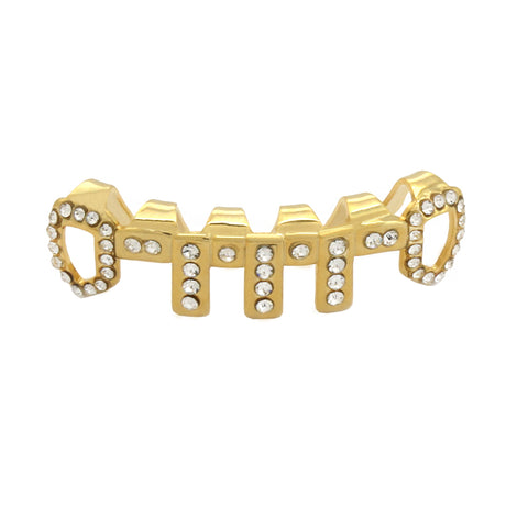 GOLD BOTTOM GRILLZ VERTICAL BARS ICE OUT