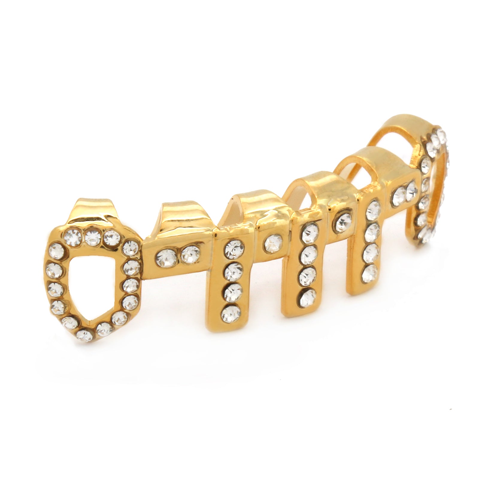 GOLD BOTTOM GRILLZ VERTICAL BARS ICE OUT
