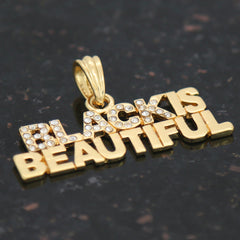 BLACK BEAUTIFUL PENDANT WITH GOLD ROPE