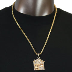 Trap House Pendant with Gold Rope Chain