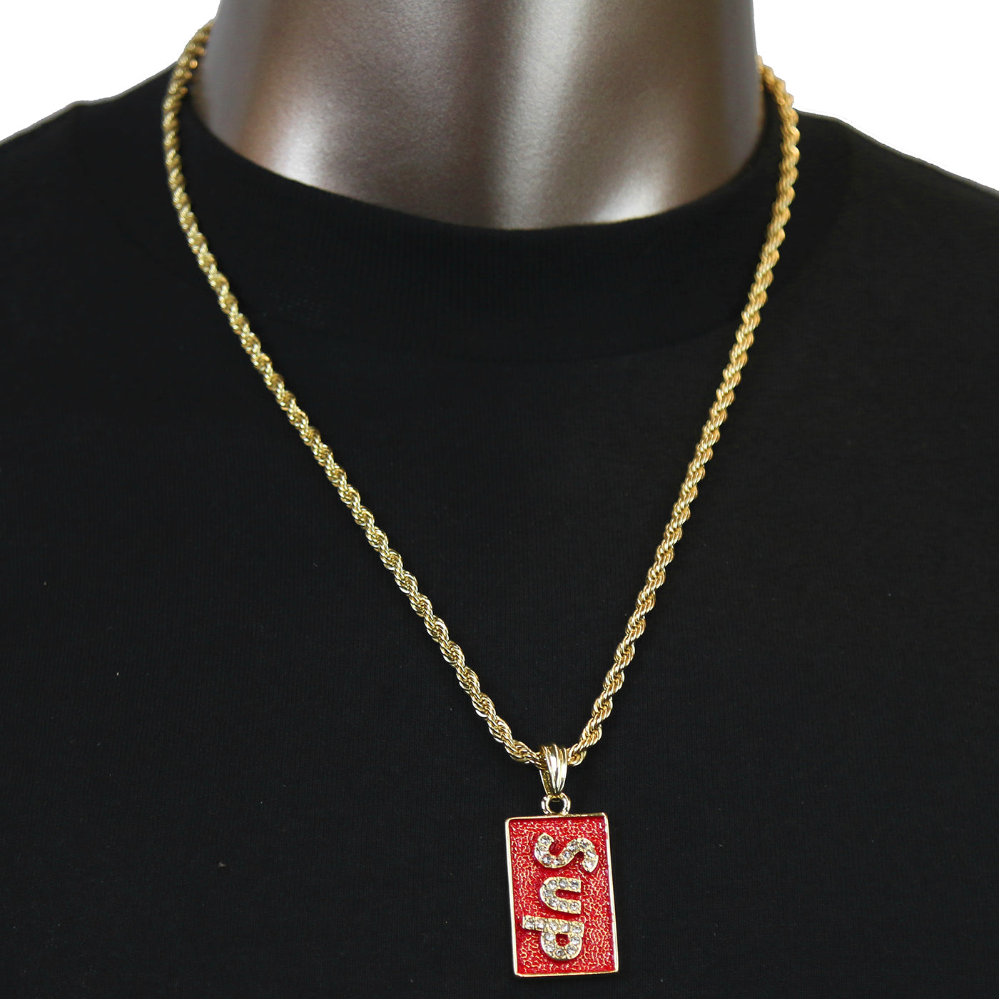 SUPREME Pendant with Gold Rope Chain