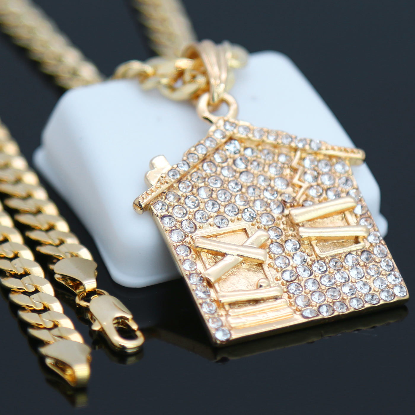 Trap House Pendant with Gold Rope Chain