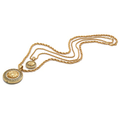 MEDUSA DOUBLE  PENDANT WITH GOLD ROPE CHAIN