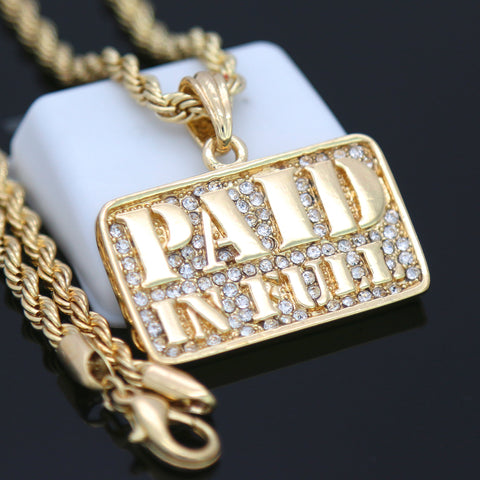 Paid in Full Pendant with Gold Rope Chain