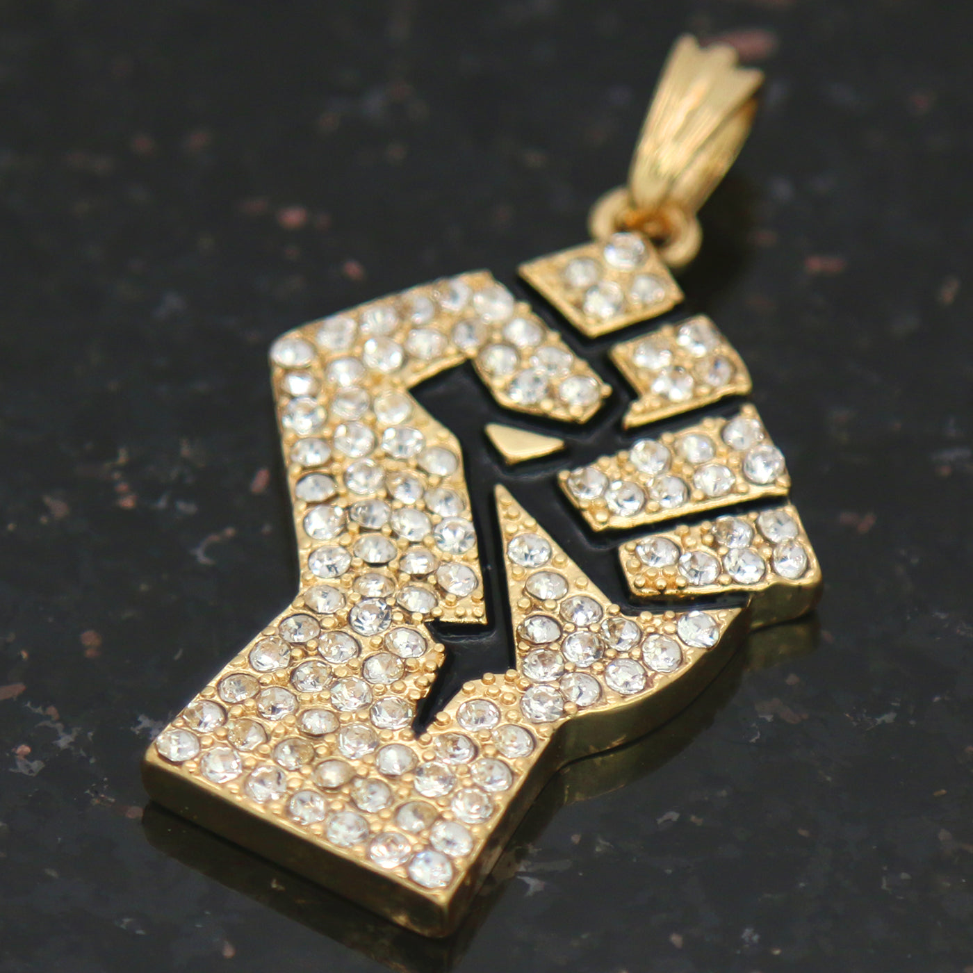 United Fist Pendant with Gold Rope Chain