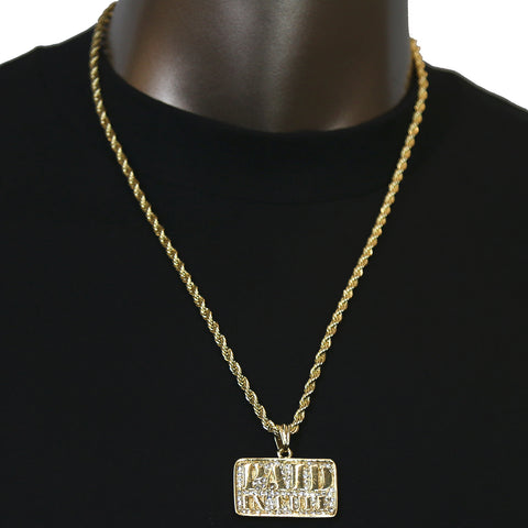 Paid in Full Pendant with Gold Rope Chain