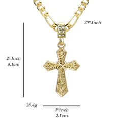 X Cross Pendant 20" Figaro Chain Hip Hop Style 18k Gold Plated