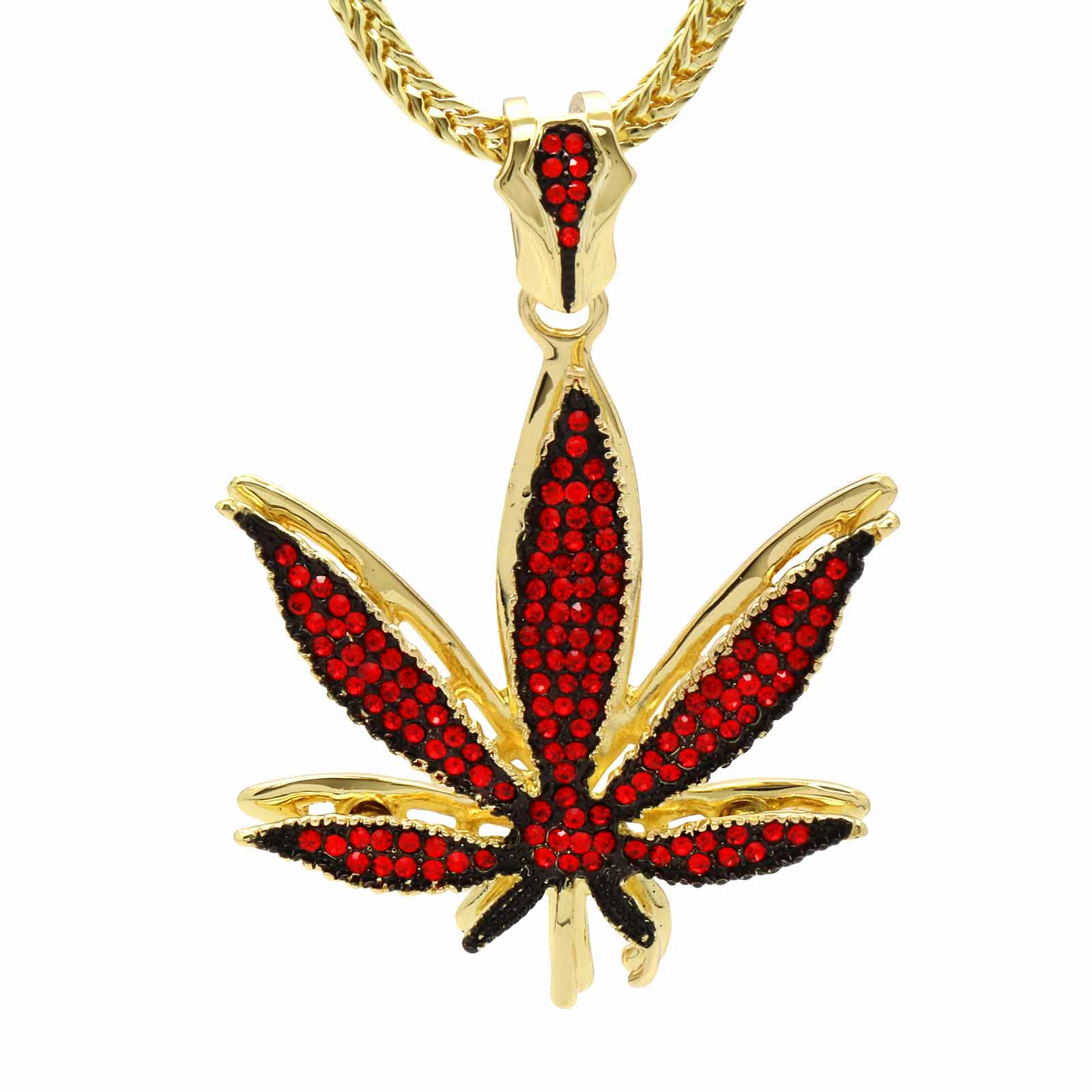 Gold Red Marijuana NECKLACE