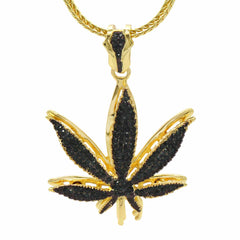 Gold Black Marijuana NECKLACE