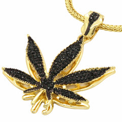 Gold Black Marijuana NECKLACE