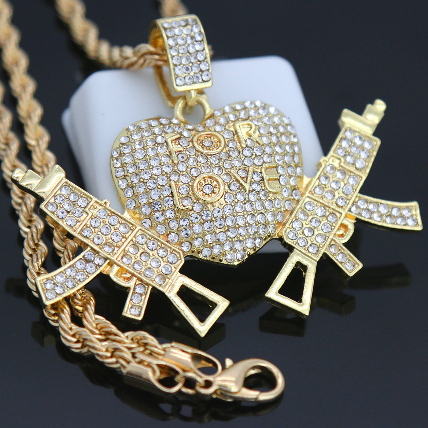 ALL FOR LOVE SMG Pendant with Gold Rope Chain