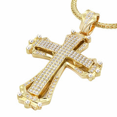 Gold Cz Hollow Cross NECKLACE