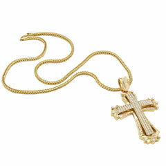 Gold Cz Hollow Cross NECKLACE