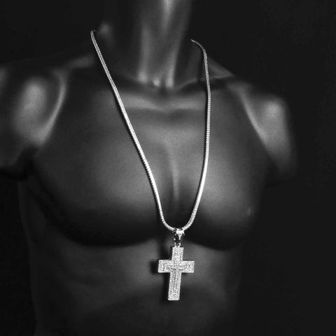 Silver Jesus Double Edge Cross NECKLACE