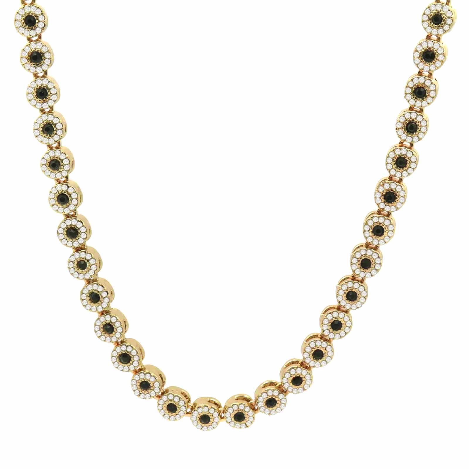 ICED OUT FLOWER GOLD BLACK CHAIN 36"