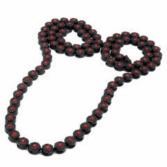 ICED OUT FLOWER BLACK/RED CHAIN 36"