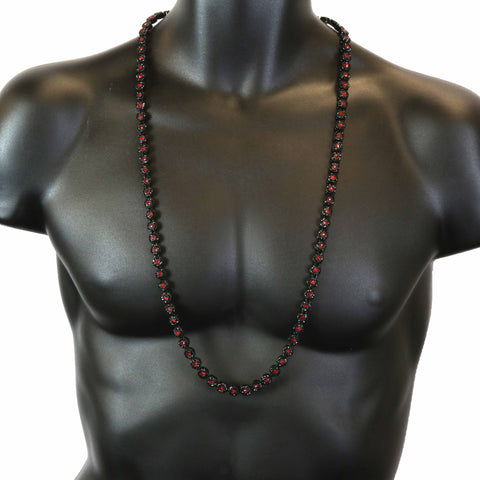 ICED OUT FLOWER BLACK/RED CHAIN 36"