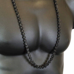 ICED OUT FLOWER BLACK CHAIN 36"