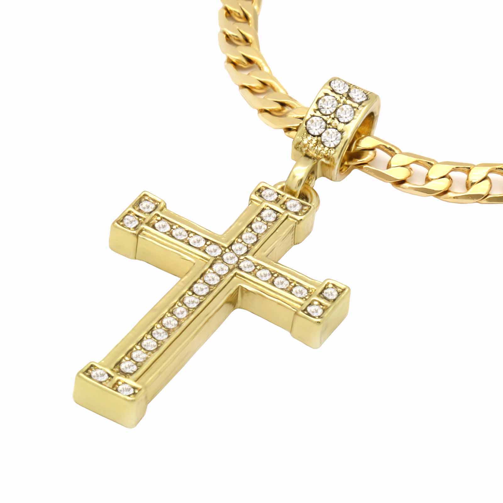 The Cz Staple Edge Cross Necklace 11