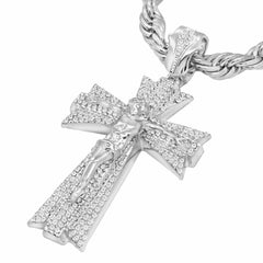Silver Jesus Hang Cross NECKLACE