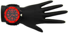 Black Red Silicone Band Watch