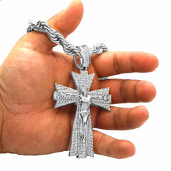 Silver Jesus Hang Cross NECKLACE