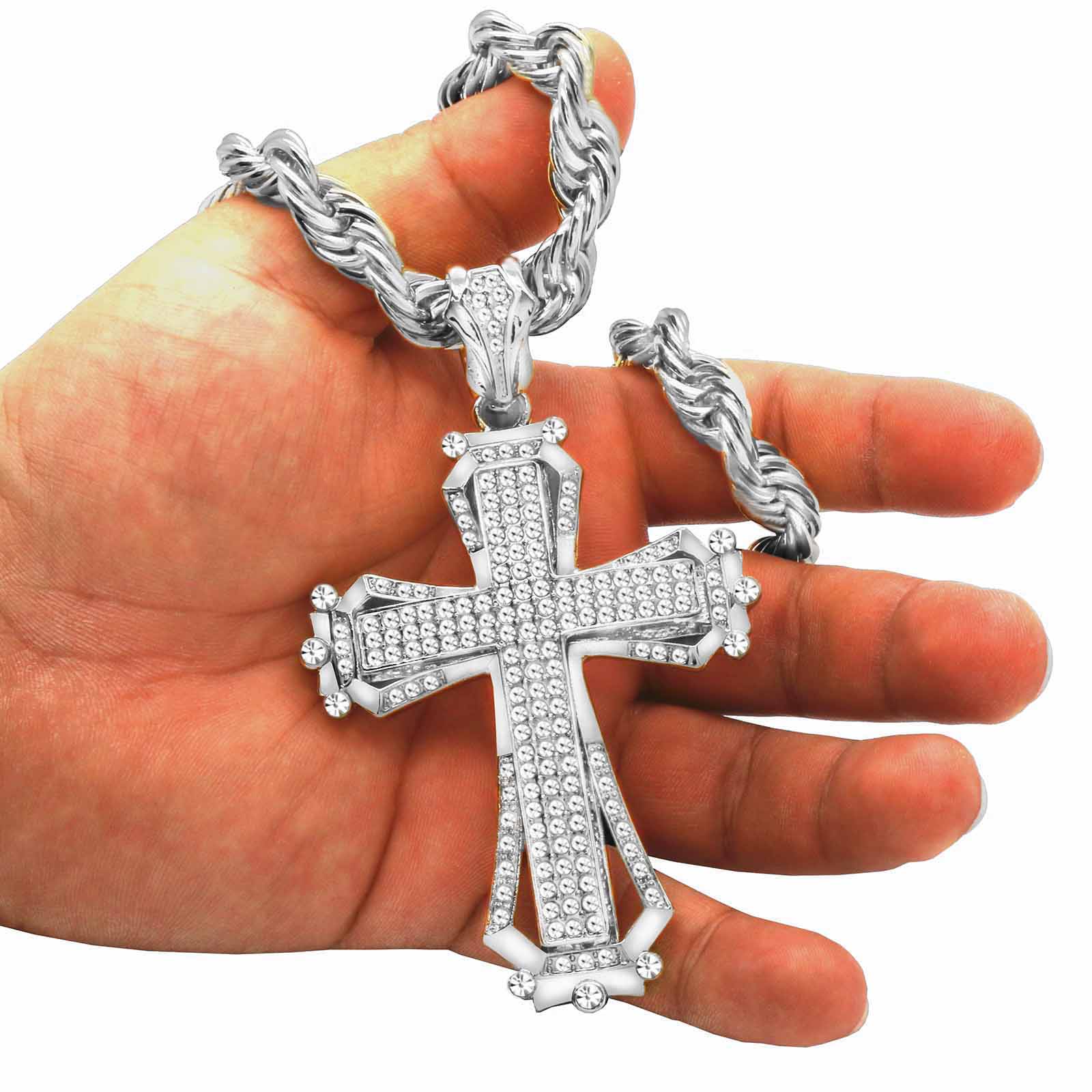 Silver Hollow Cross NECKLACE