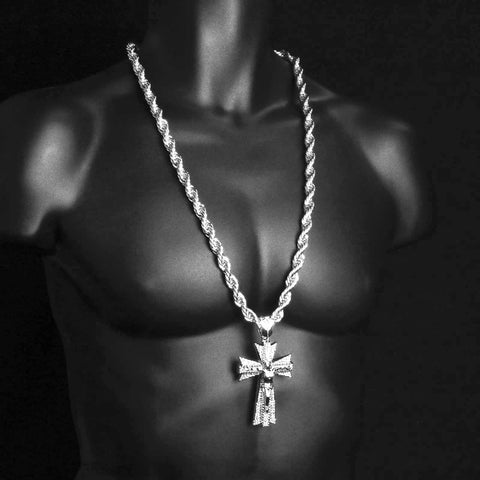 Silver Jesus Hang Cross NECKLACE