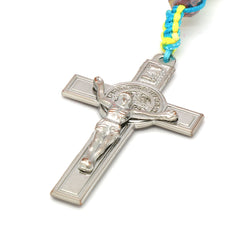 8MM Rainbow Crystal Fabric Rosary With Cross Pendant