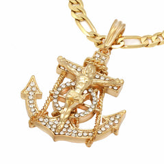 Anchor CZ Necklace Gold