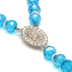 8MM Sky blue Crystal Rosary With Cross Pendant
