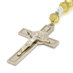 yellow Crystal Rosary With Cross Pendant