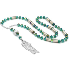 Green Crystal Rosary With SanJudas Pendant