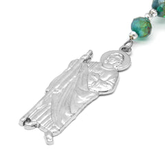 Green Crystal Rosary With SanJudas Pendant