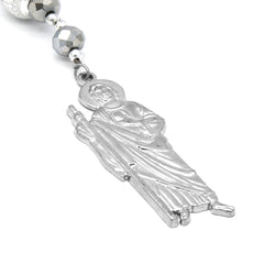 Silver Crystal Rosary With SanJudas Pendant