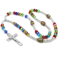 Multi Crystal Rosary With Cross Pendant
