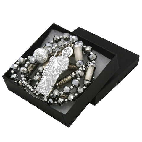 Silver Crystal Rosary With SanJudas Pendant