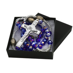Purple Crystal Rosary With Cross Pendant