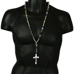 Multi Crystal Rosary With Cross Pendant