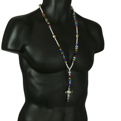 Multi Crystal Rosary With Cross Pendant
