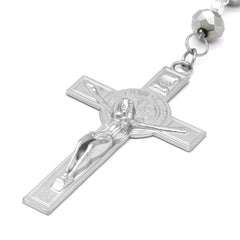 Silver/Clear Crystal Line Rosary With Cross Pendant