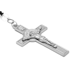 Black/Clear Crystal Line Rosary With Cross Pendant